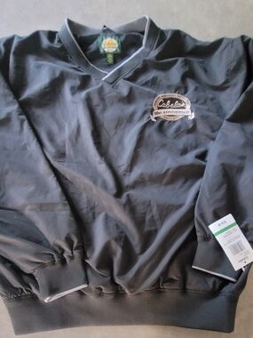 Cabela's Black V-Neck Pullover Windshirt with Chest Logo